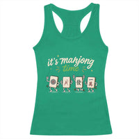 Its Mahjong Time Racerback Tank Top Funny Cartoon Mahjong Tiles Gathering Game Night