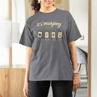 Its Mahjong Time T Shirt For Women Funny Cartoon Mahjong Tiles Gathering Game Night