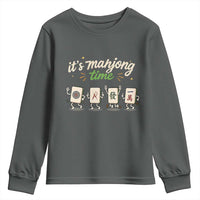 Its Mahjong Time Youth Sweatshirt Funny Cartoon Mahjong Tiles Gathering Game Night