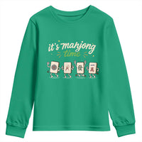 Its Mahjong Time Youth Sweatshirt Funny Cartoon Mahjong Tiles Gathering Game Night