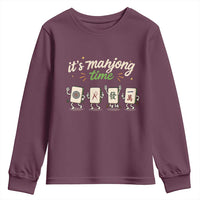 Its Mahjong Time Youth Sweatshirt Funny Cartoon Mahjong Tiles Gathering Game Night