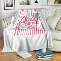 Queen Of Tiles Pink Mahjong Lover Game Night Graphic Throw Blanket