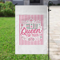 Queen Of Tiles Pink Mahjong Lover Game Night Graphic Garden Flag