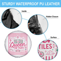 Queen Of Tiles Pink Mahjong Lover Game Night Graphic Spare Tire Cover