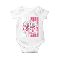 Queen Of Tiles Pink Mahjong Lover Game Night Graphic Baby Onesie