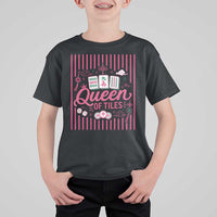 Queen Of Tiles Pink Mahjong Lover Game Night Graphic T Shirt For Kid