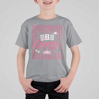 Queen Of Tiles Pink Mahjong Lover Game Night Graphic T Shirt For Kid