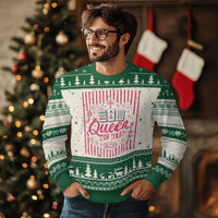 Queen Of Tiles Pink Mahjong Lover Game Night Graphic Ugly Christmas Sweater