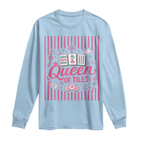 Queen Of Tiles Pink Mahjong Lover Game Night Graphic Long Sleeve Shirt