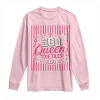 Queen Of Tiles Pink Mahjong Lover Game Night Graphic Long Sleeve Shirt