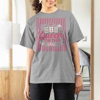 Queen Of Tiles Pink Mahjong Lover Game Night Graphic T Shirt For Women