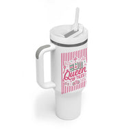 Queen Of Tiles Pink Mahjong Lover Game Night Graphic Tumbler With Handle