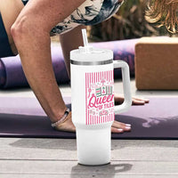 Queen Of Tiles Pink Mahjong Lover Game Night Graphic Tumbler With Handle