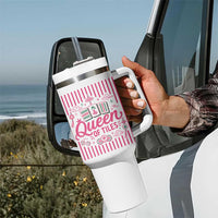 Queen Of Tiles Pink Mahjong Lover Game Night Graphic Tumbler With Handle
