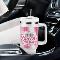 Queen Of Tiles Pink Mahjong Lover Game Night Graphic Tumbler With Handle