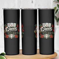 Mahjong Lovers Skinny Tumbler Queen Of Tiles Game Night Graphic