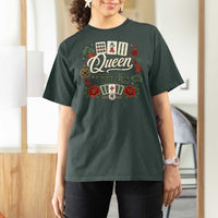 Mahjong Lovers T Shirt For Women Queen Of Tiles Game Night Graphic
