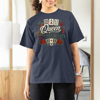 Mahjong Lovers T Shirt For Women Queen Of Tiles Game Night Graphic