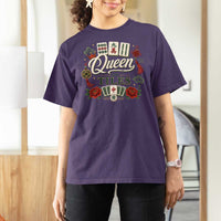 Mahjong Lovers T Shirt For Women Queen Of Tiles Game Night Graphic