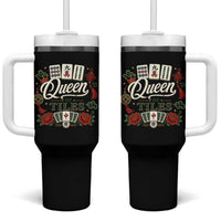Mahjong Lovers Tumbler With Handle Queen Of Tiles Game Night Graphic