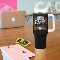 Mahjong Lovers Tumbler With Handle Queen Of Tiles Game Night Graphic