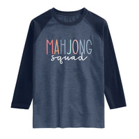 Mahjong Lovers Mahj Squad Raglan Shirt Boho Pastel Cute Game Night Graphic