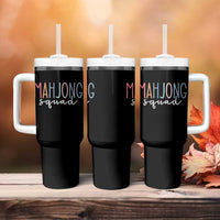 Mahjong Lovers Mahj Squad Tumbler With Handle Boho Pastel Cute Game Night Graphic