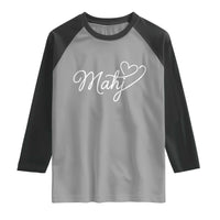 Mahjong Lovers Raglan Shirt Funny Mah Jongg Heart Game Night Graphic