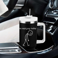 Funny Mahjong Lover Tumbler With Handle No Mahjong Today Sad Stickman Meme Graphic