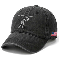 Funny Mahjong Lover Washed Cotton Baseball Cap No Mahjong Today Sad Stickman Meme Graphic