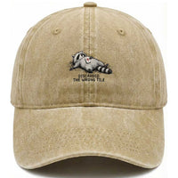 Funny Raccoon Mahjong Lovers Washed Cotton Baseball Cap Discarded The Wrong Tile