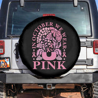 Breast Cancer Awareness Month Spare Tire Cover Boho Floral Vintage Floral Pink Ribbon
