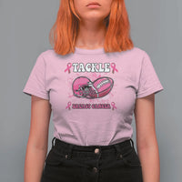 Tackle Football Breast Cancer Awareness T Shirt For Women Pink Ribbon Boys Kid - Wonder Print Shop