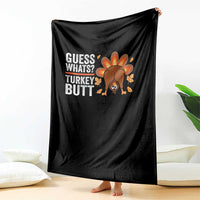 Funny Thanksgiving Throw Blanket Guess What Turkey Butt Retro - Wonder Print Shop