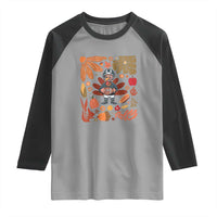Thanksgiving Turkey And Touchdowns Football Raglan Shirt Boho Floral Game Day Fall Vibes