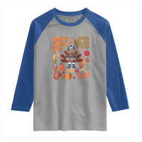 Thanksgiving Turkey And Touchdowns Football Raglan Shirt Boho Floral Game Day Fall Vibes