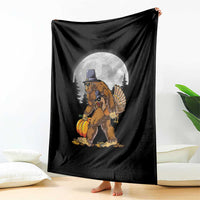 Bigfoot Pilgrim Turkey Pumpkin Thanksgiving Day Throw Blanket Sasquatch - Wonder Print Shop