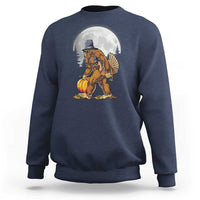 Bigfoot Pilgrim Turkey Pumpkin Thanksgiving Day Sweatshirt Sasquatch - Wonder Print Shop
