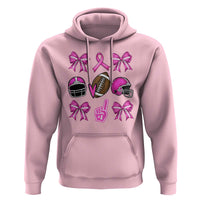 Football Breast Cancer Awareness Hoodie Football Coquette Bow Pink Ribbon Game Day