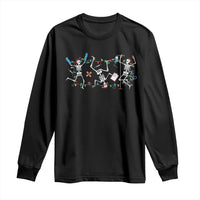 Skeleton Nurse Christmas Long Sleeve Shirt Funny Hip Hop Dancing Registered Nurse Xmas Lights