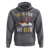 Christmas Beer Hoodie Funny Santa Ho Ho Hold My Beer Skateboard Roof
