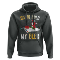 Christmas Beer Hoodie Funny Santa Ho Ho Hold My Beer Skateboard Roof