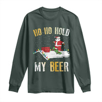 Christmas Beer Long Sleeve Shirt Funny Santa Ho Ho Hold My Beer Skateboard Roof