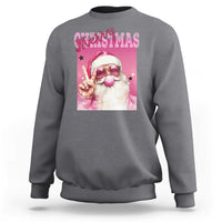 Pink Santa Retro Christmas Sweatshirt Blowing Bubble Pink Xmas Matching Family Group Party - Wonder Print Shop