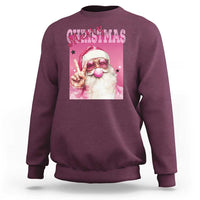 Pink Santa Retro Christmas Sweatshirt Blowing Bubble Pink Xmas Matching Family Group Party - Wonder Print Shop