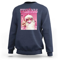 Pink Santa Retro Christmas Sweatshirt Blowing Bubble Pink Xmas Matching Family Group Party - Wonder Print Shop