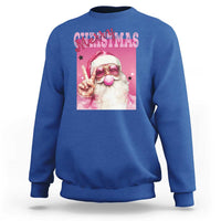 Pink Santa Retro Christmas Sweatshirt Blowing Bubble Pink Xmas Matching Family Group Party - Wonder Print Shop