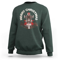 Motorcycle Christmas Sweatshirt Santa Riding to Town Merry Xmas - Wonder Print Shop