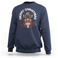Motorcycle Christmas Sweatshirt Santa Riding to Town Merry Xmas - Wonder Print Shop