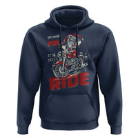 Funny Biker Christmas Hoodie Oh What Fun It Is To Ride Santa Riding On A Motorcycle